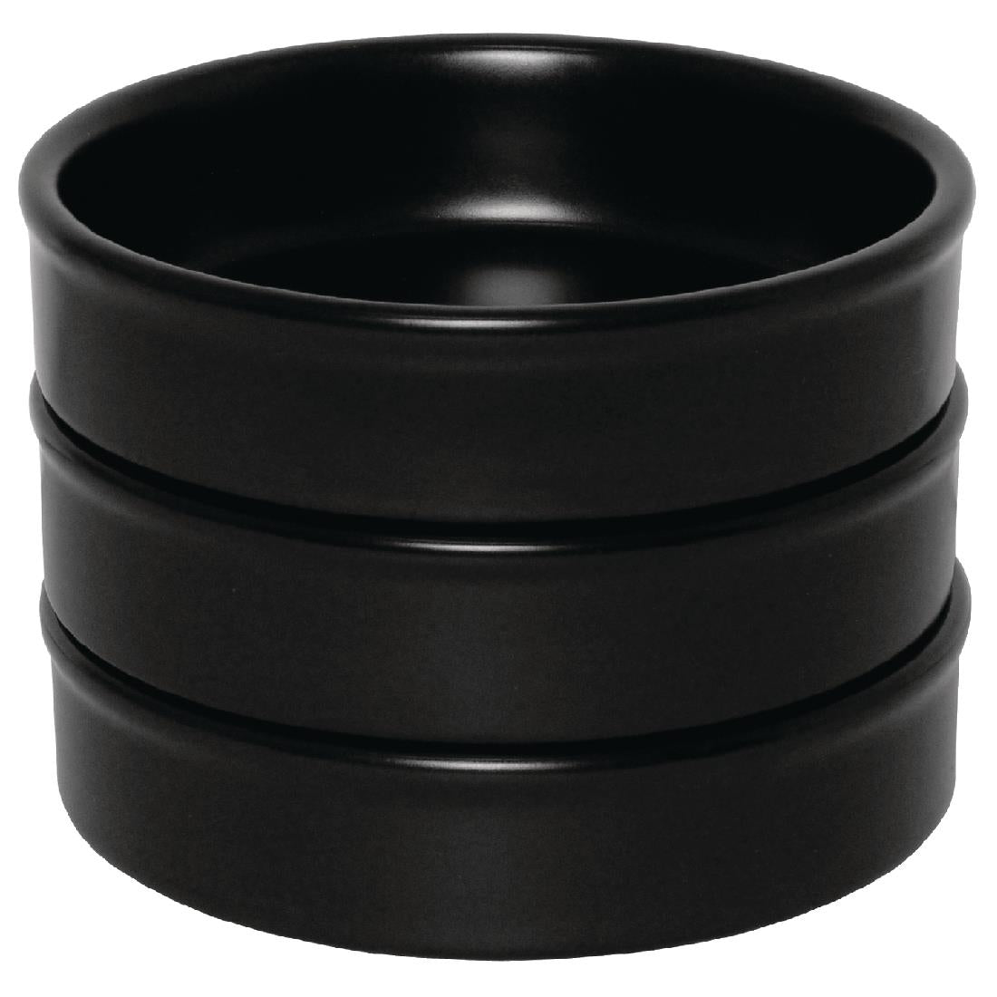 Olympia Tapas Stacking Dish Matt Black - 134x30mm 5 3/10x 1 1/8" (6 Pack) (134x30mm / 5x1" | Matt Black | Pack quantity: 6.) • PAS-DK833