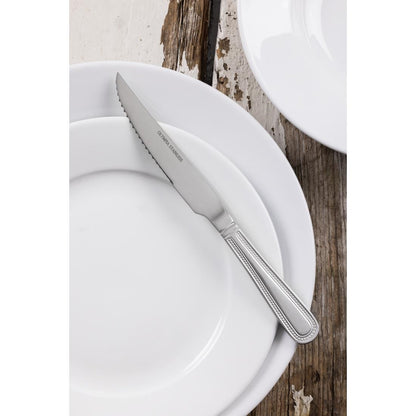 Olympia Bead Steak Knives (12 Pack) (225(L)mm | 8.85". Serrated Blade. Material: 18/0 Stainless Steel. Pack Quantity: 12) • PAS-DL102