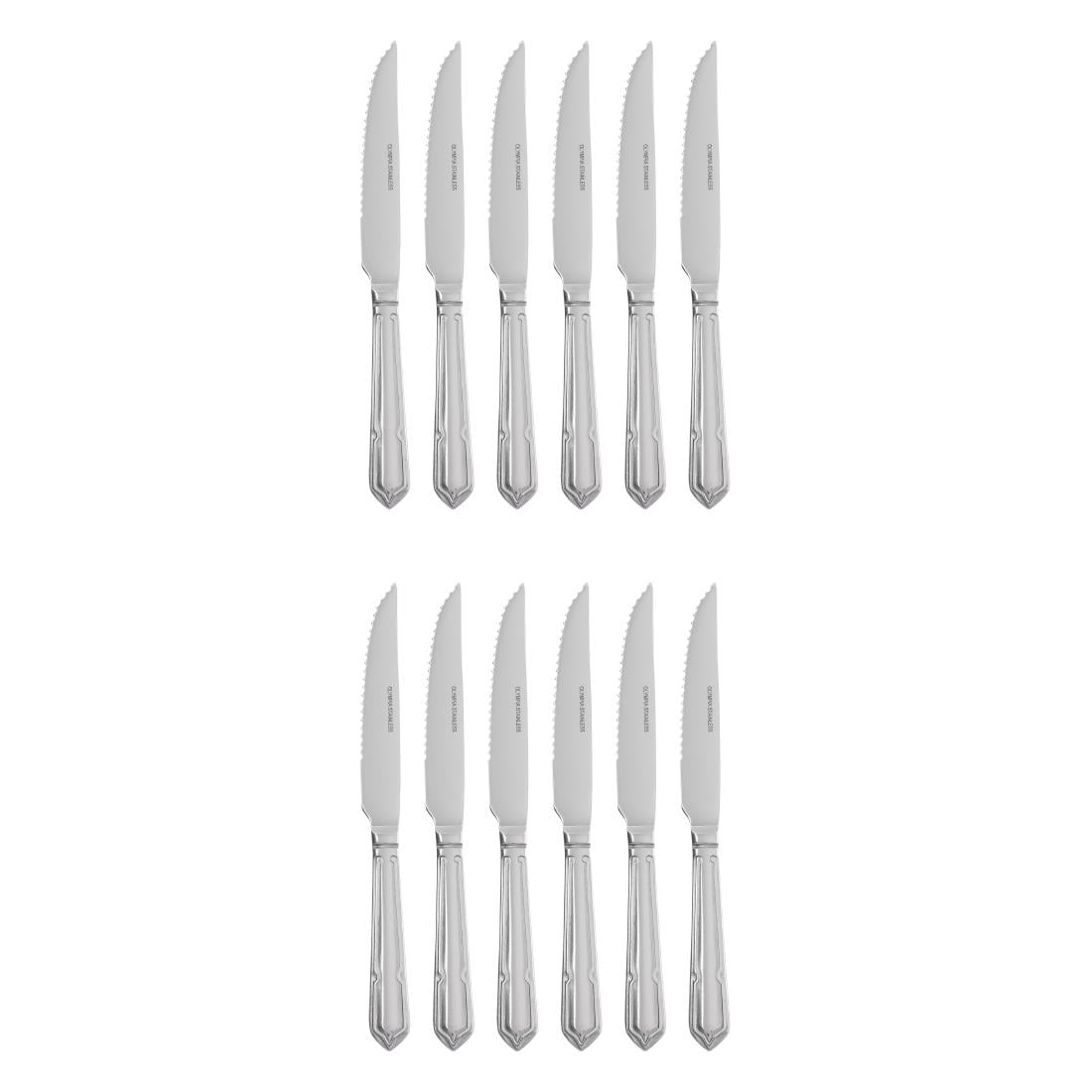 Olympia Dubarry Steak Knife Stainless Steel S/H (12 Pack) (225(L)mm | Serrated Blade | Pack Quantity: 12 | Material: 18/0 Stainless Steel) • PAS-DL106