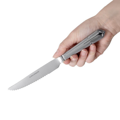Olympia Dubarry Steak Knife Stainless Steel S/H (12 Pack) (225(L)mm | Serrated Blade | Pack Quantity: 12 | Material: 18/0 Stainless Steel) • PAS-DL106