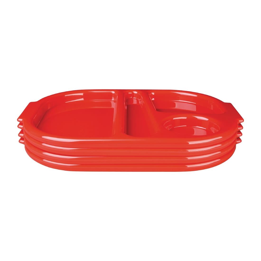 Olympia Kristallon Polypropylene Compartment Food Trays Red 322mm (10 Pack) • PAS-DL126