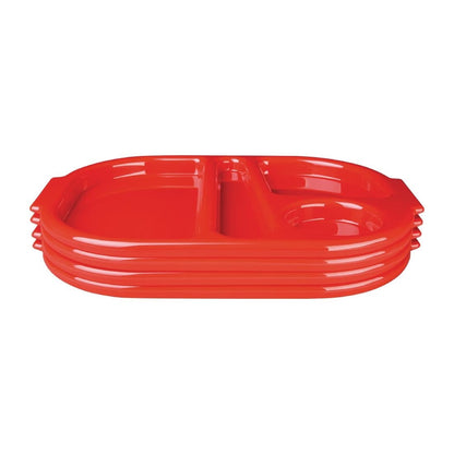 Olympia Kristallon Polypropylene Compartment Food Trays Red 322mm (10 Pack) • PAS-DL126