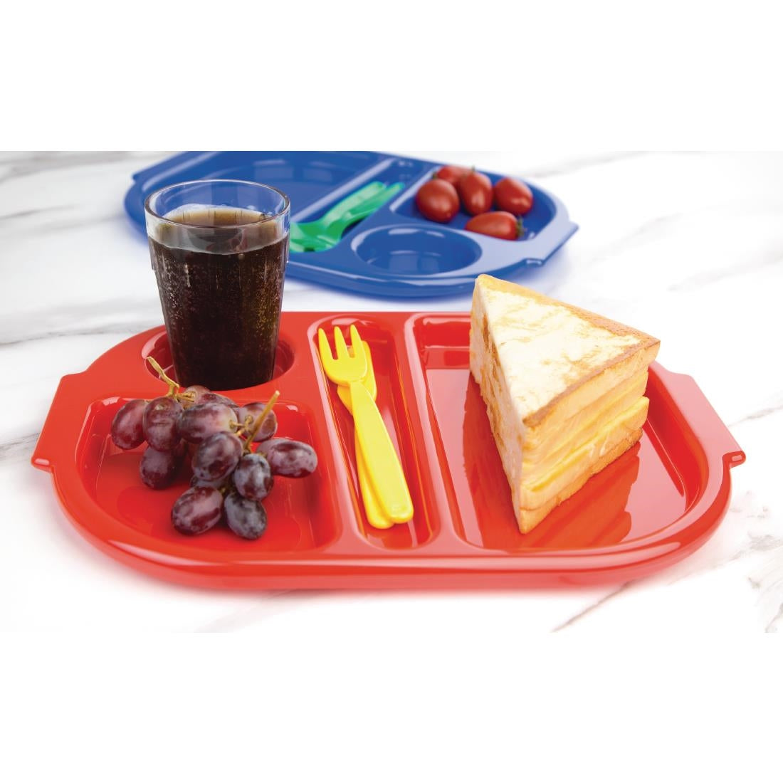 Olympia Kristallon Polypropylene Compartment Food Trays Red 322mm (10 Pack) • PAS-DL126