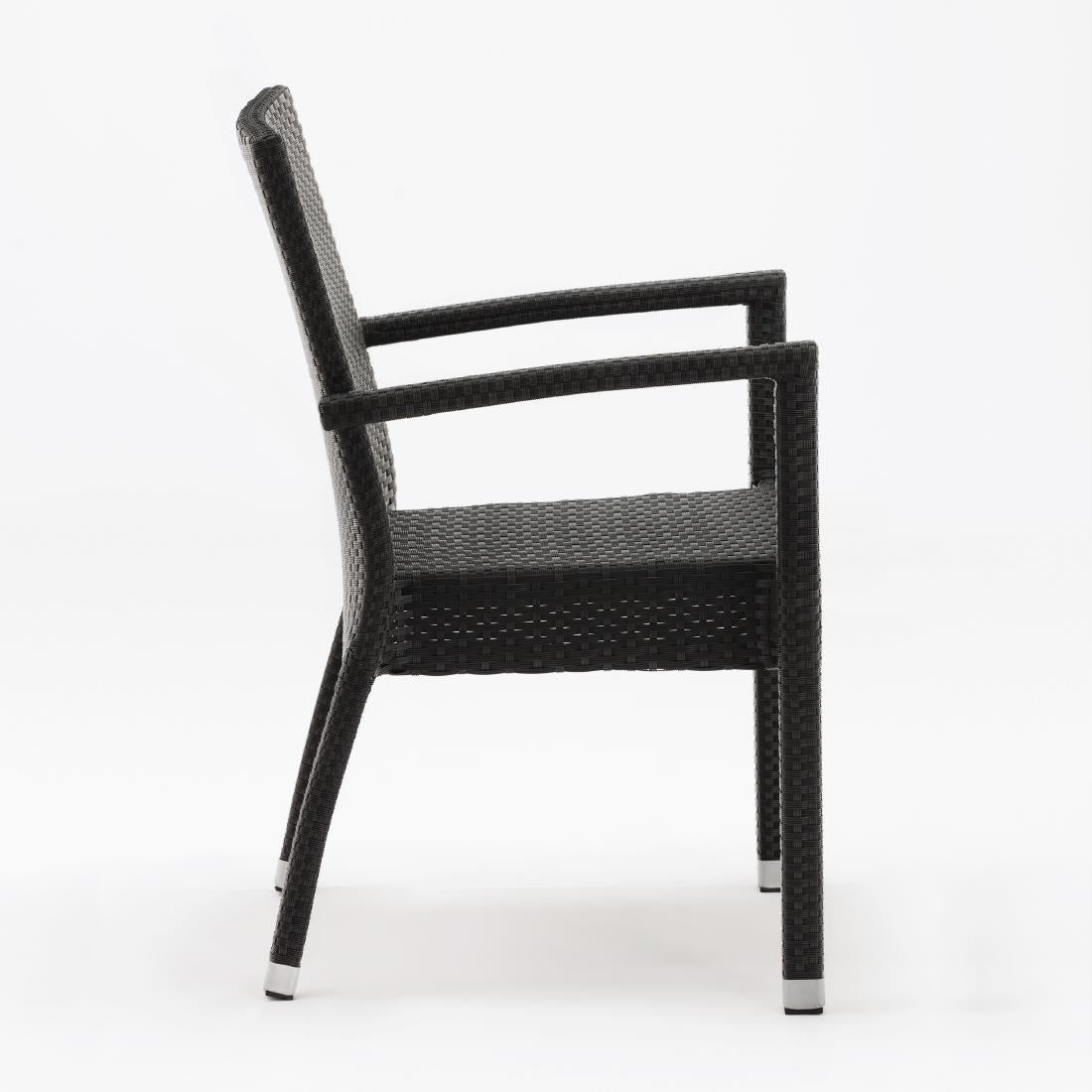 Bolero PE Wicker Armchairs Charcoal (4 Pack) • PAS-DL477