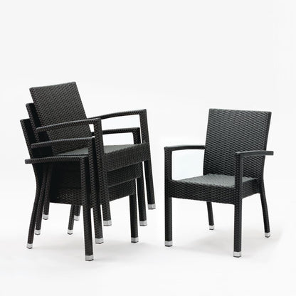 Bolero PE Wicker Armchairs Charcoal (4 Pack) • PAS-DL477