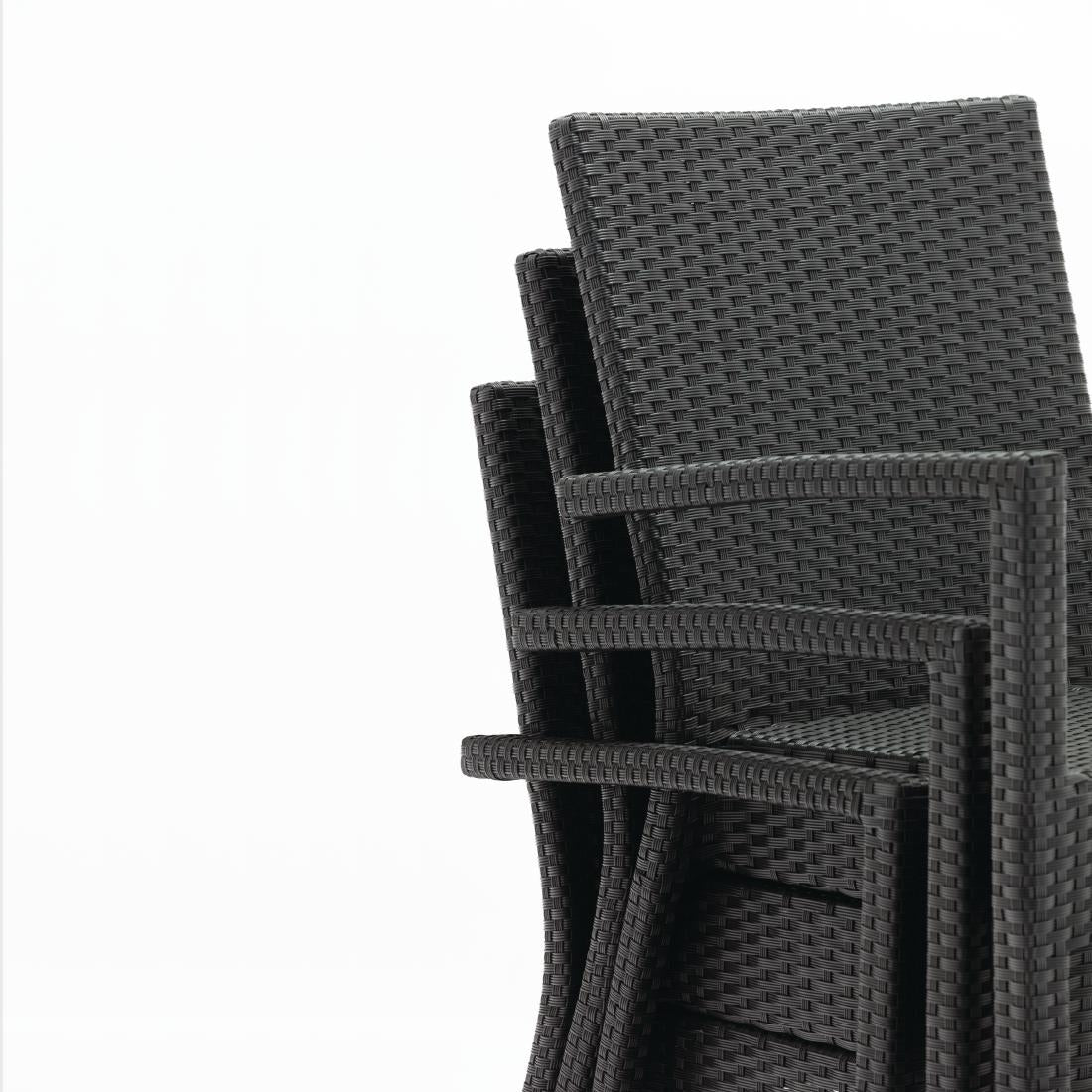 Bolero PE Wicker Armchairs Charcoal (4 Pack) • PAS-DL477