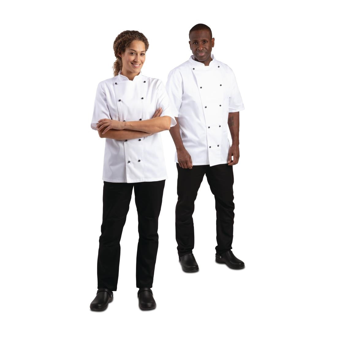 Whites Chicago Unisex Chefs Jacket Short Sleeve White XS • PAS-DL711-XS