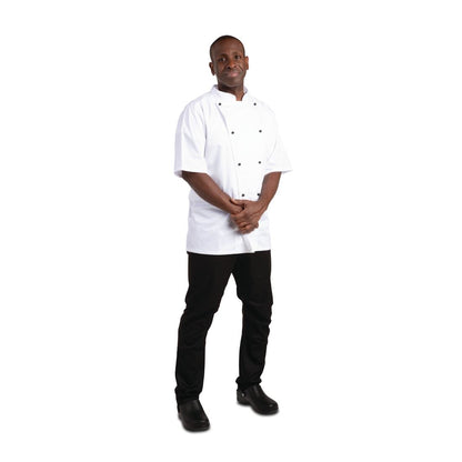 Whites Chicago Unisex Chefs Jacket Short Sleeve White XS • PAS-DL711-XS