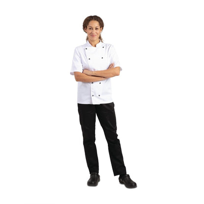 Whites Chicago Unisex Chefs Jacket Short Sleeve White XS • PAS-DL711-XS