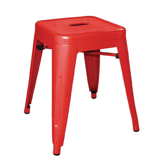 Bolero Bistro Metal Low Bar Stool Red (4 Pack) (Pack of 4) • PAS-DL870