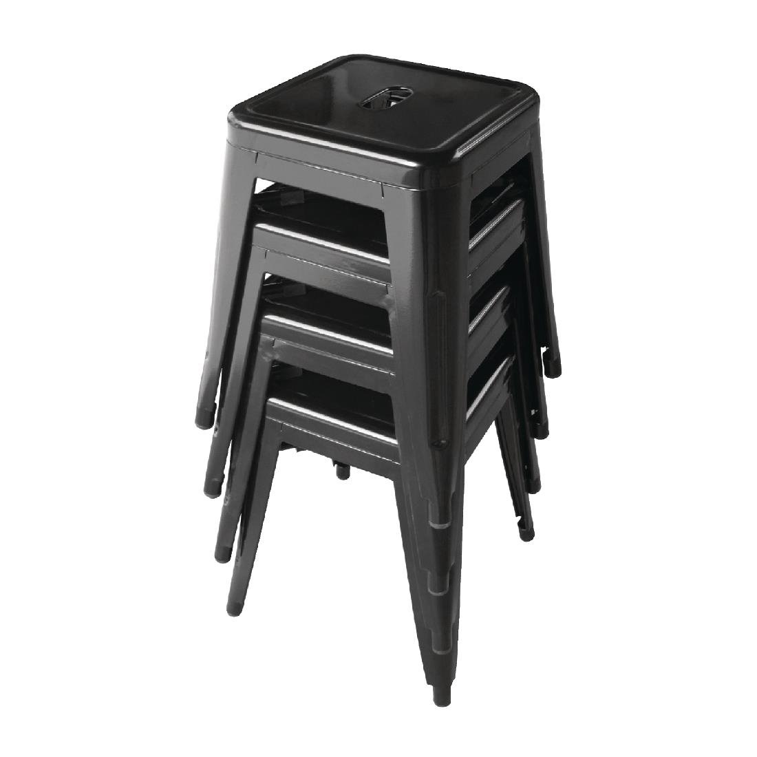 Bolero Bistro Metal Low Bar Stool Black (Pack of 4) • PAS-DL880