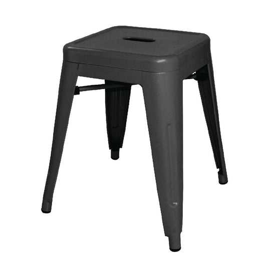 Bolero Bistro Metal Low Bar Stool Black (Pack of 4) • PAS-DL880