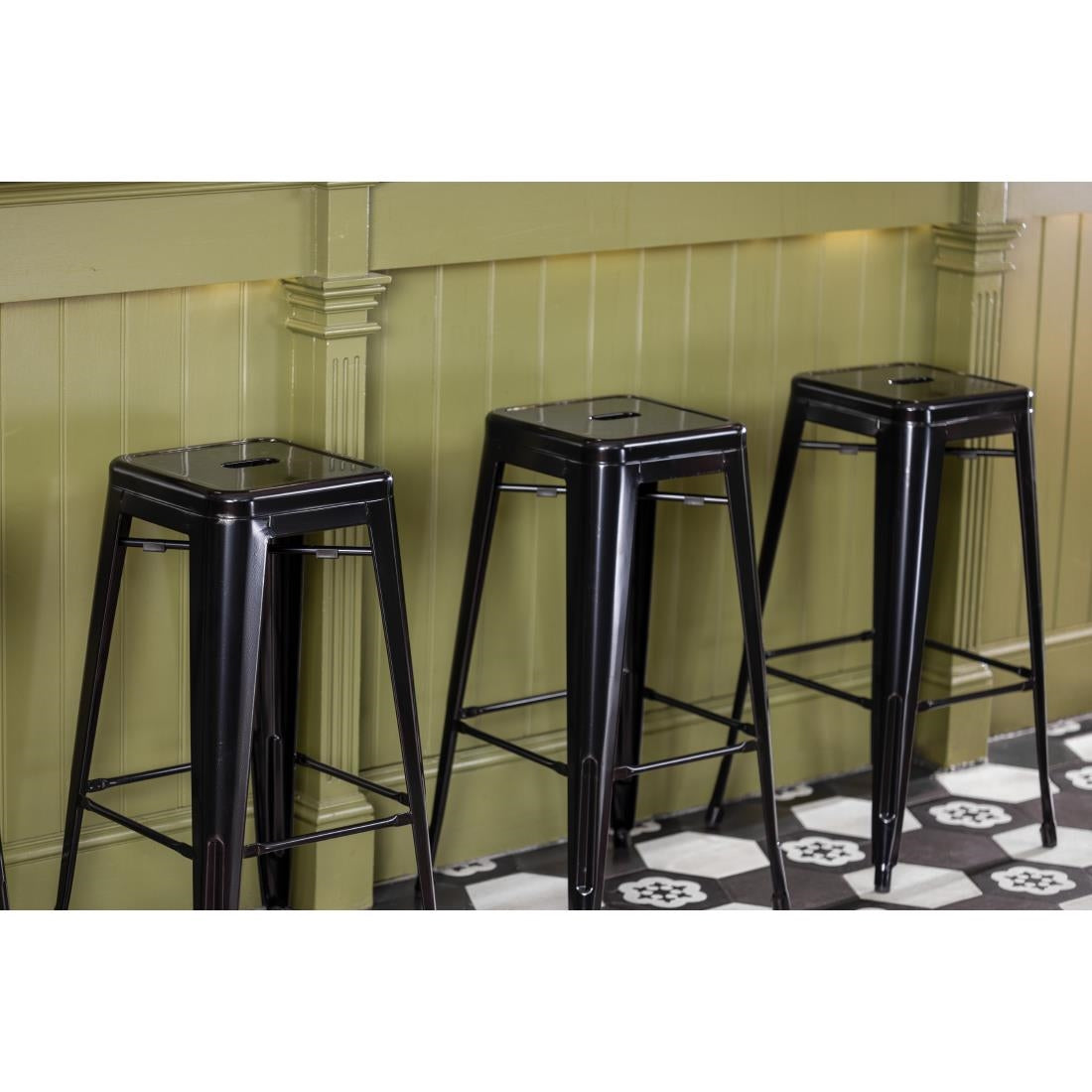 Bolero High Metal Bar Stools Black (4 Pack) (Pack of 4) • PAS-DL881
