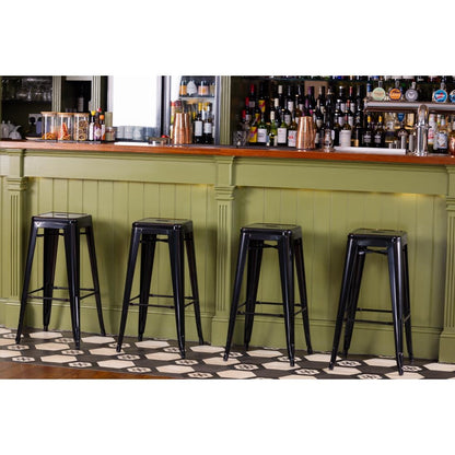 Bolero High Metal Bar Stools Black (4 Pack) (Pack of 4) • PAS-DL881