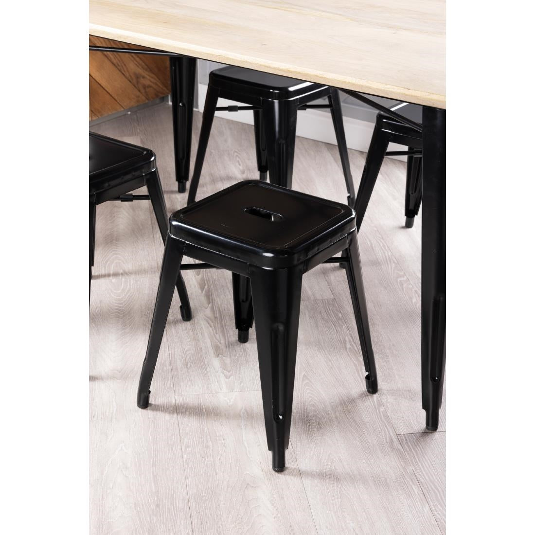 Bolero Bistro Metal Low Bar Stool Black (4 Pack) • PAS-DL880