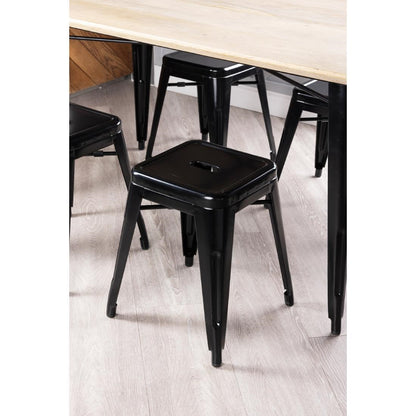 Bolero Bistro Metal Low Bar Stool Black (4 Pack) • PAS-DL880