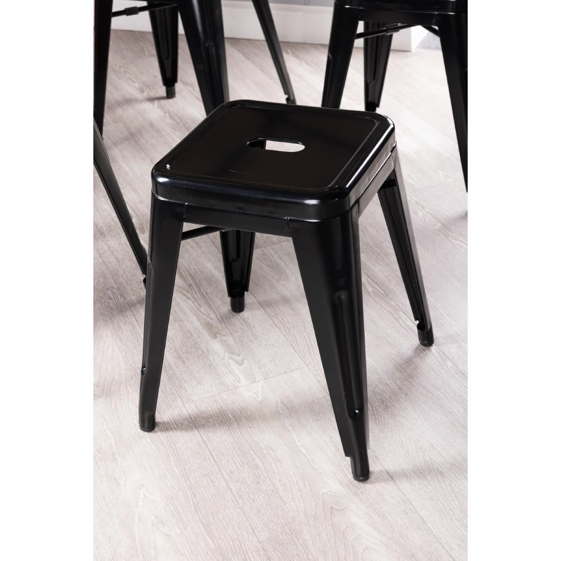 Bolero Bistro Metal Low Bar Stool Black (4 Pack) • PAS-DL880