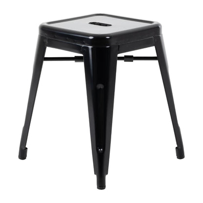 Bolero Bistro Metal Low Bar Stool Black (4 Pack) • PAS-DL880