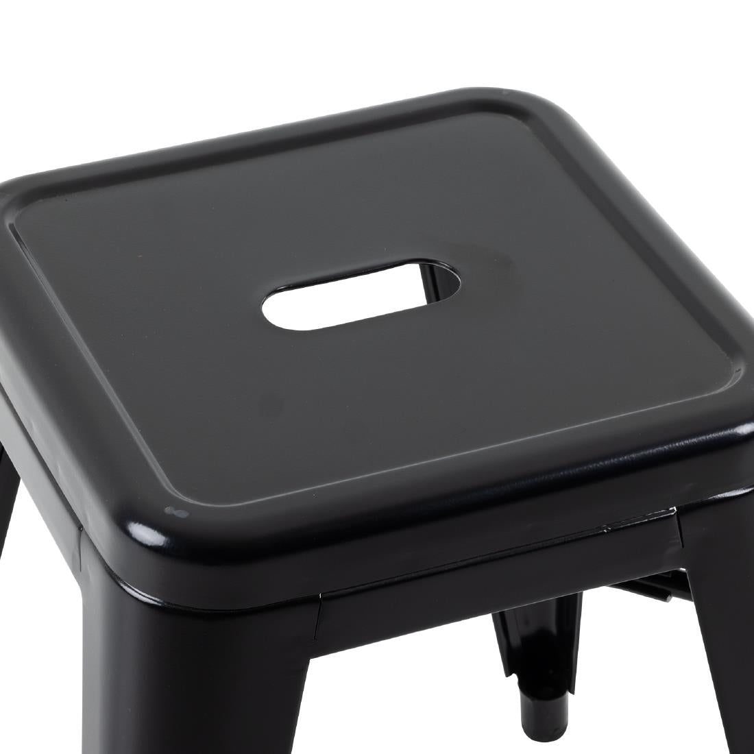 Bolero Bistro Metal Low Bar Stool Black (4 Pack) • PAS-DL880