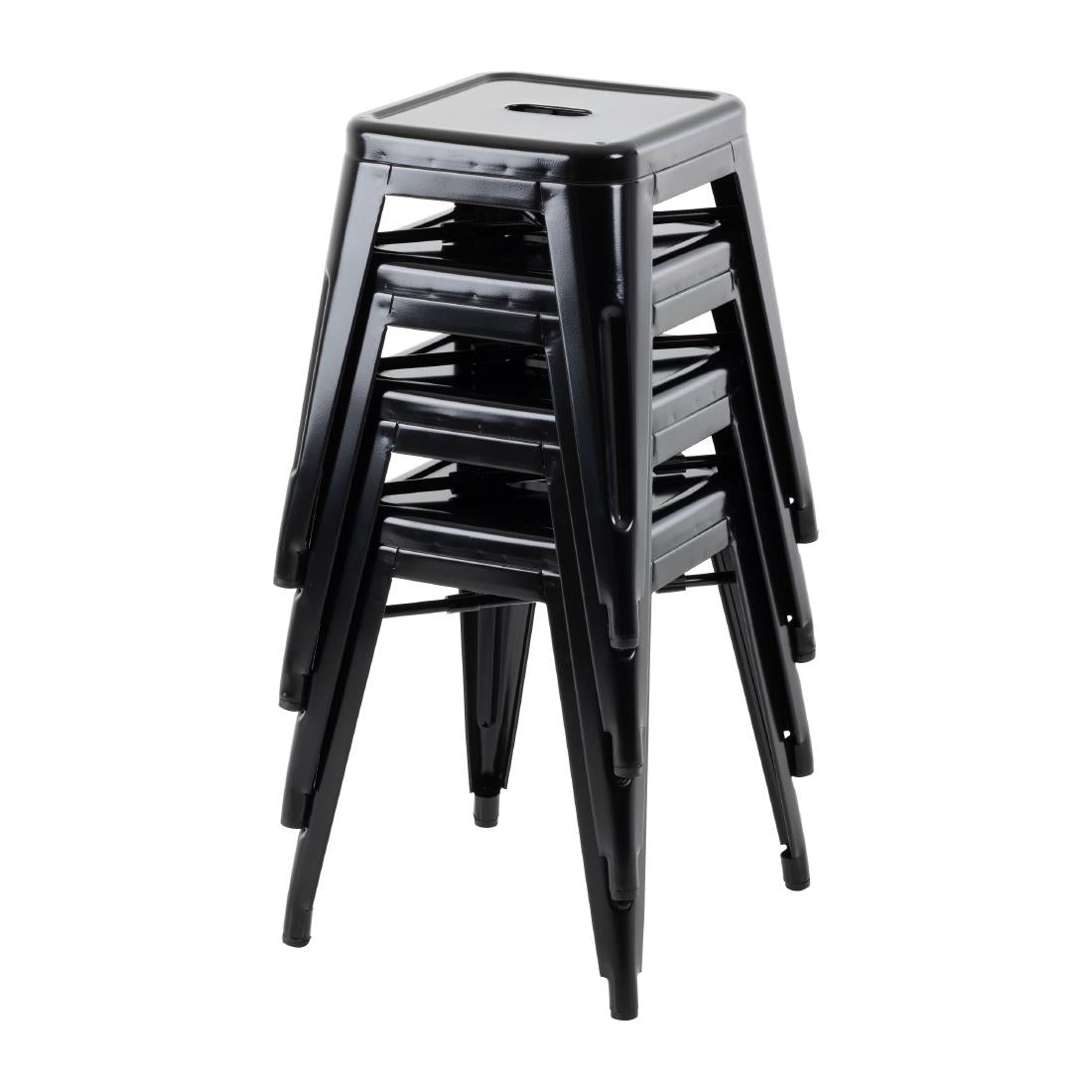 Bolero Bistro Metal Low Bar Stool Black (4 Pack) • PAS-DL880
