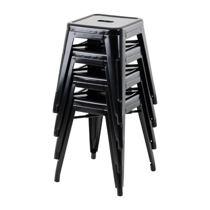 Bolero Bistro Metal Low Bar Stool Black (4 Pack) • PAS-DL880