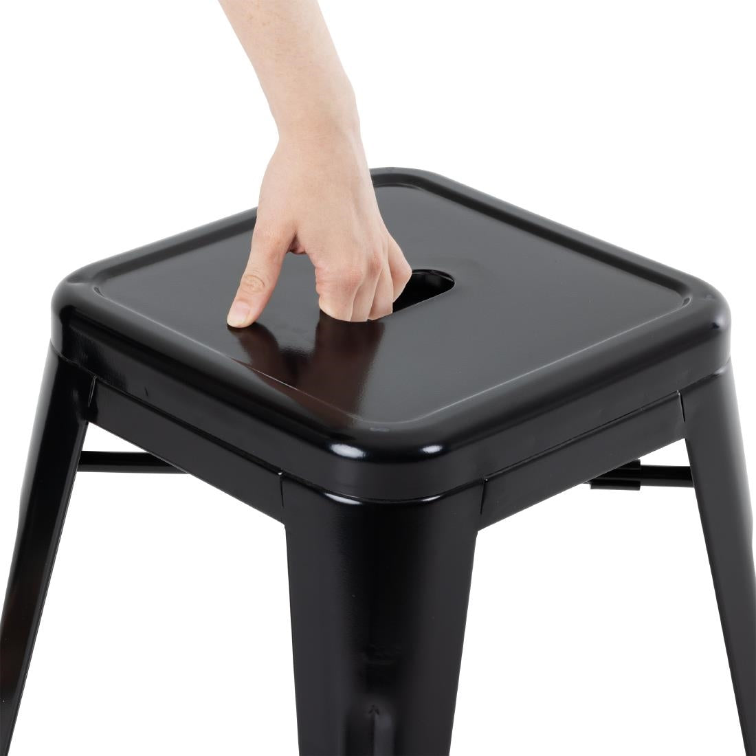 Bolero Bistro Metal Low Bar Stool Black (4 Pack) • PAS-DL880