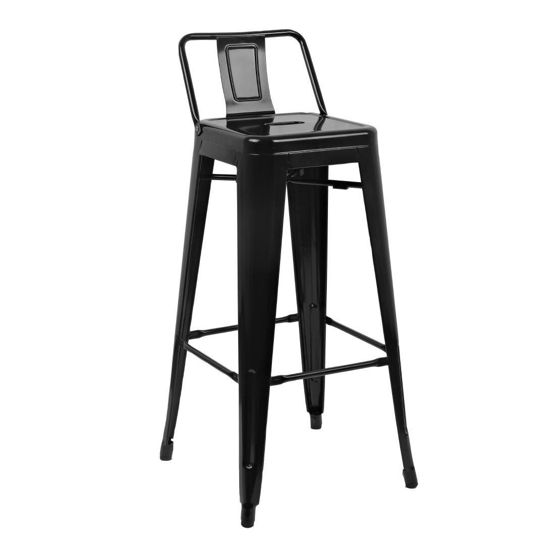 Bolero High Metal Bar Stools with Back Rests Black (4 Pack) (Pack of 4) • PAS-DL882