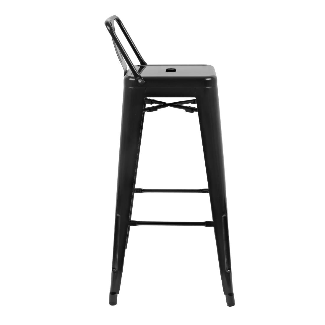 Bolero High Metal Bar Stools with Back Rests Black (4 Pack) (Pack of 4) • PAS-DL882