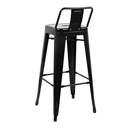 Bolero High Metal Bar Stools with Back Rests Black (4 Pack) (Pack of 4) • PAS-DL882