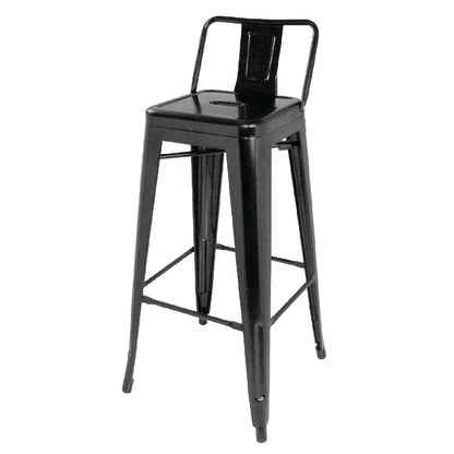 Bolero High Metal Bar Stools with Back Rests Black (4 Pack) (Pack of 4) • PAS-DL882
