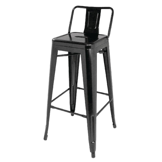 Bolero High Metal Bar Stools with Back Rests Black (4 Pack) (Pack of 4) • PAS-DL882