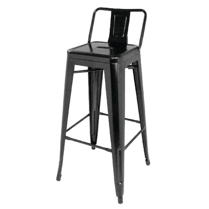 Bolero High Metal Bar Stools with Back Rests Black (4 Pack) • PAS-DL882
