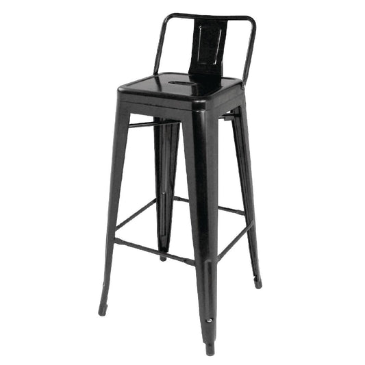 Bolero High Metal Bar Stools with Back Rests Black (4 Pack) • PAS-DL882