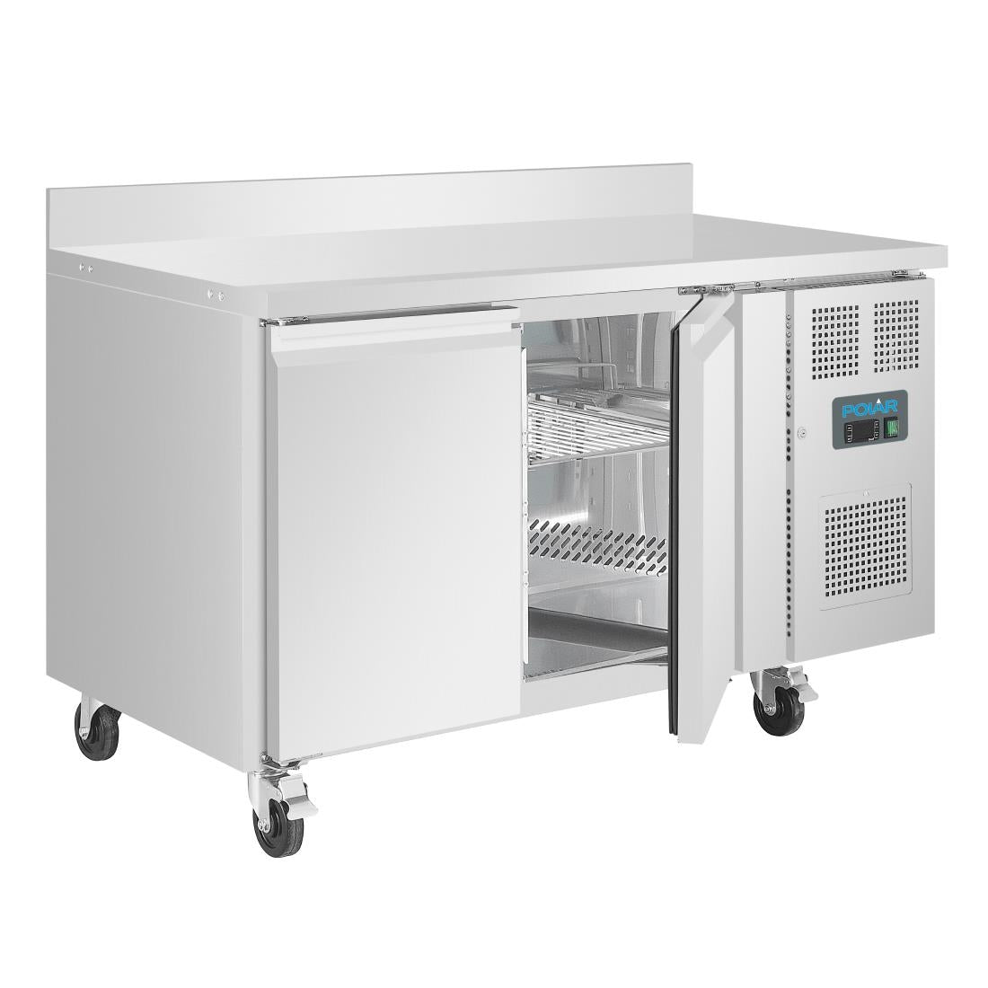 Polar U-Series Double Door Counter Fridge with Upstand 282Ltr • PAS-UA064-A