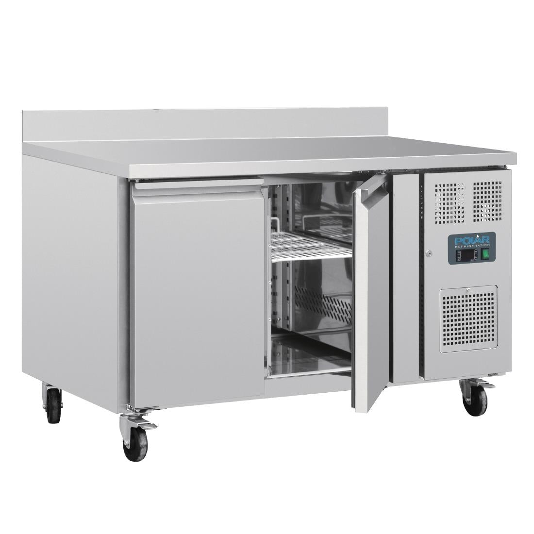 Polar U-Series Double Door Counter Fridge with Upstand 282Ltr • PAS-UA064-A
