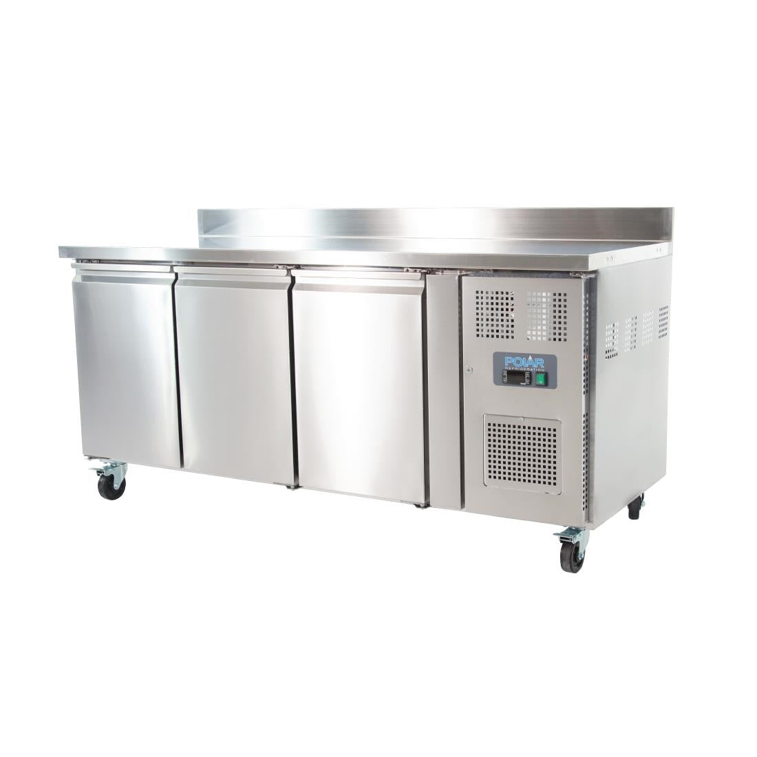 Polar U-Series Triple Door Counter Fridge with Upstand - 417Ltr • PAS-UA065-A