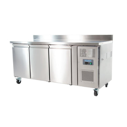 Polar U-Series Triple Door Counter Fridge with Upstand - 417Ltr • PAS-UA065-A