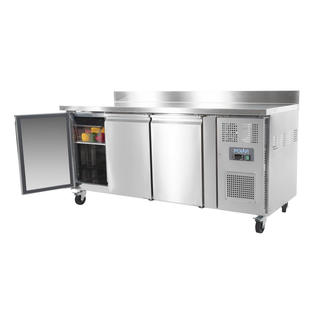 Polar U-Series Triple Door Counter Fridge with Upstand - 417Ltr • PAS-UA065-A