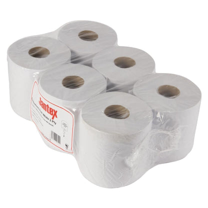 Jantex Centrefeed White Roll Paper Towels (Pack of 6) • PAS-DL920