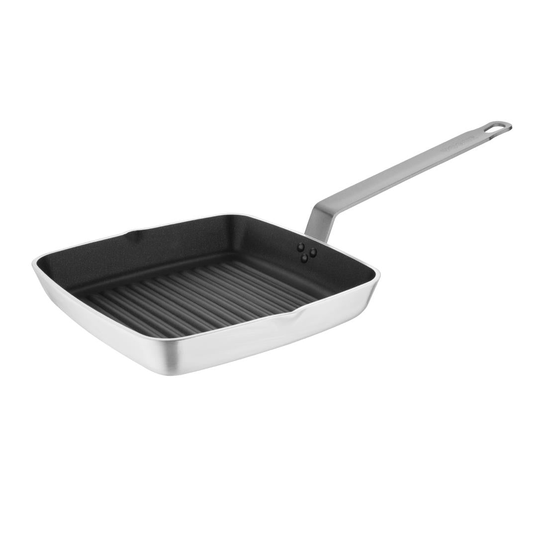 Vogue Aluminium Square Non-Stick Teflon Ribbed Skillet Pan 240mm • PAS-DL942