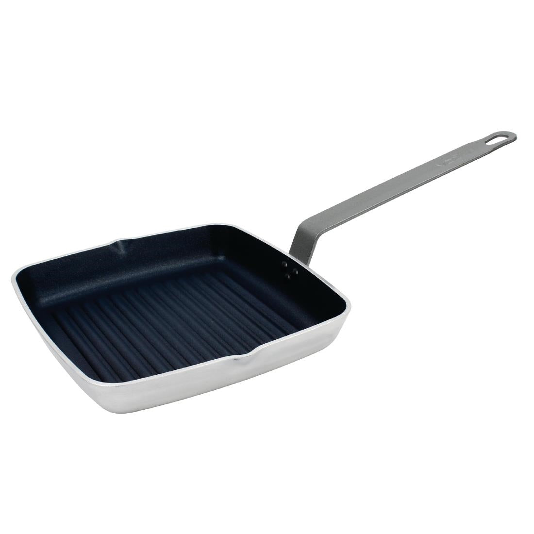Vogue Aluminium Square Non-Stick Teflon Ribbed Skillet Pan 240mm • PAS-DL942