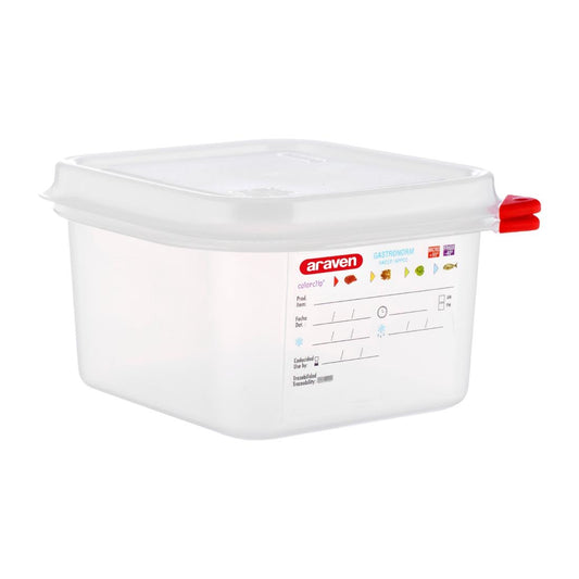 Araven Polypropylene 1/6 Gastronorm Containers With Lids 100mm (4 Pack) • PAS-DL980