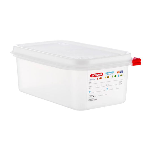 Araven Polypropylene 1/4 Gastronorm Containers With Lids 100mm (4 Pack) • PAS-DL981