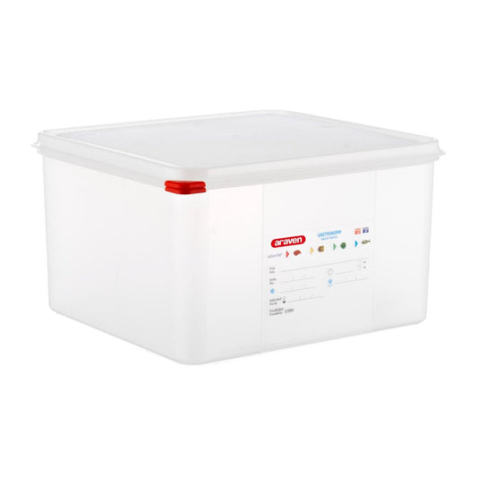 Araven Polypropylene 2/3 Gastronorm Containers With Lids 200mm (4 Pack) • PAS-DL983