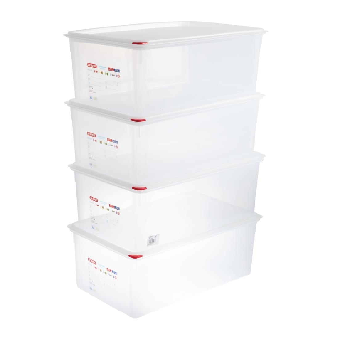 Araven Polypropylene 1/1 Gastronorm Containers With Lids 200mm (4 Pack) (Pack of 4) • PAS-DL984