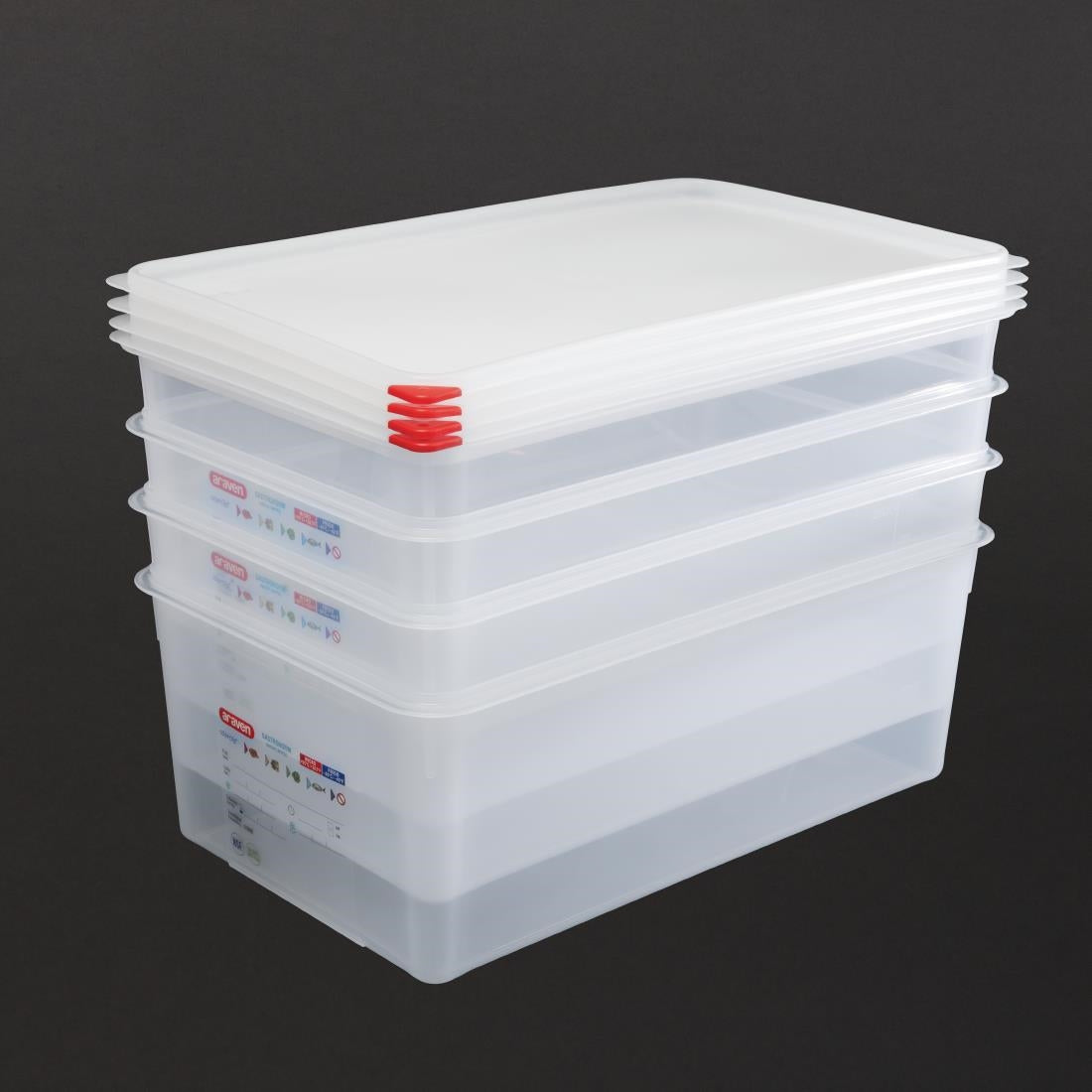 Araven Polypropylene 1/1 Gastronorm Containers With Lids 200mm (4 Pack) (Pack of 4) • PAS-DL984