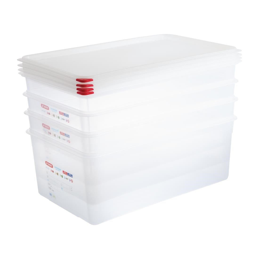 Araven Polypropylene 1/1 Gastronorm Containers With Lids 200mm (4 Pack) (Pack of 4) • PAS-DL984
