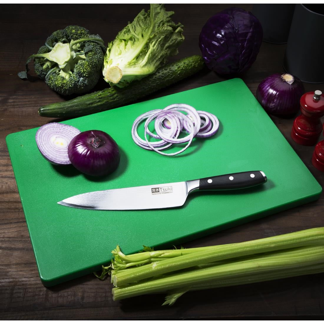 Hygiplas Extra Thick Low Density Chopping Board Green - 450x300x20mm • PAS-DM006