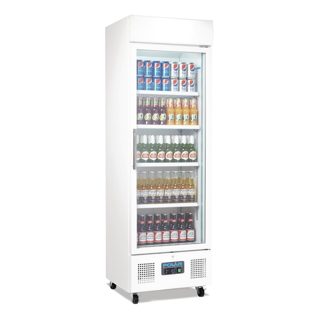 Polar G-Series Upright Display Fridge 368Ltr White • PAS-DM076-A