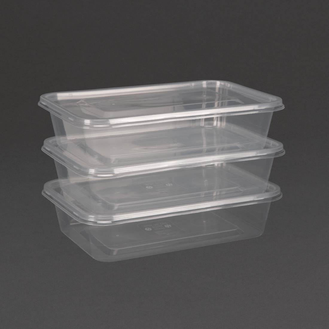 "Fiesta Recyclable Plastic Microwavable Containers with Lid Small 500ml (250 Pack)" (Capacity: 500ml (18oz) | Pack quantity: 250) • PAS-DM181